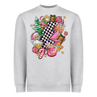 Heather Grey pink christmas lightning bolt Heavyweight Sweatshirt - AdoDesignShop
