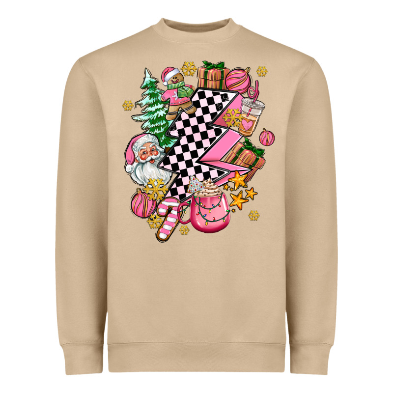 Pink Christmas Lightning Bolt Heavyweight Sweatshirt by AdoDesignShop | Teevron