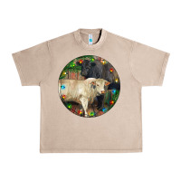 French Oak Christmas Charolais Bull And Black Angus Bull Urban Heavy Tee - RanaPortraitStore