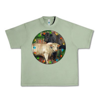Oil Green Christmas Charolais Bull And Black Angus Bull Urban Heavy Tee - RanaPortraitStore