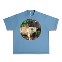 Pebble Blue Christmas Charolais Bull And Black Angus Bull Urban Heavy Tee - RanaPortraitStore