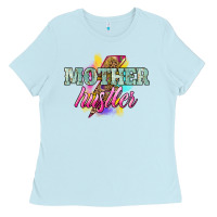 Baby Blue Mother hustler lightning bolt mother's day Ladies Tee - HowdyJamesFarm