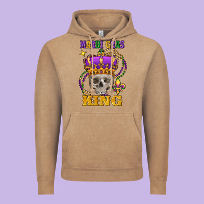 Skull Mardi Gras King Vintage Hoodie Designed By Fadigitalartstudio