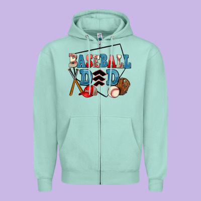 Baseball Dad Zipper Hoodie Designed By Adodesignshop