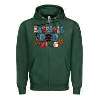 Sports Green baseball dad Zipper Hoodie - AdoDesignShop