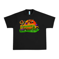 Black Halloween School Bus Urban Heavy Tee - FaDigitalArtStudio