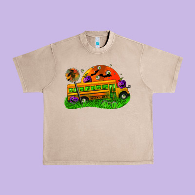 Halloween School Bus Urban Heavy Tee Designed By Fadigitalartstudio
