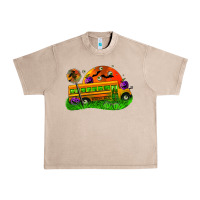 French Oak Halloween School Bus Urban Heavy Tee - FaDigitalArtStudio