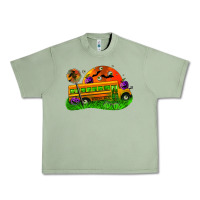 Oil Green Halloween School Bus Urban Heavy Tee - FaDigitalArtStudio