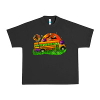 Pigment Black Halloween School Bus Urban Heavy Tee - FaDigitalArtStudio