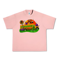 Salmon Halloween School Bus Urban Heavy Tee - FaDigitalArtStudio