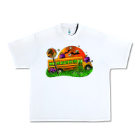 White Halloween School Bus Urban Heavy Tee - FaDigitalArtStudio