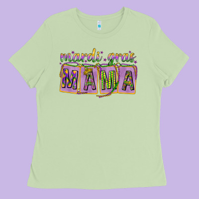 Mardi Gras Mama With Beads Mother's Day Ladies Tee Designed By Howdyjamesfarm