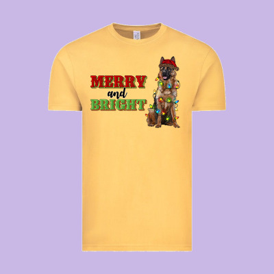 Merry And Bright German Shepherd Vintage Tee Designed By Ranaportraitstore