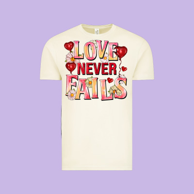 Love Never Fails Vintage Tee Designed By Fadigitalartstudio