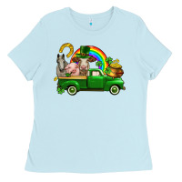 Baby Blue St. Patrick's Day farm animals Ladies Tee - CowGirlArtShop