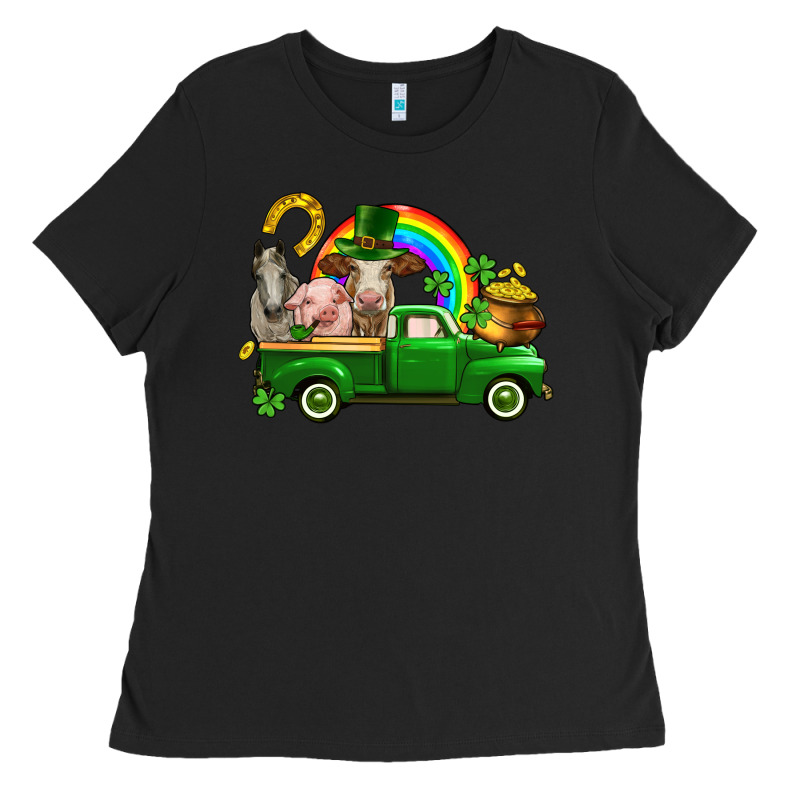 St. Patrick's Day Farm Animals Ladies Tee by CowGirlArtShop | Teevron