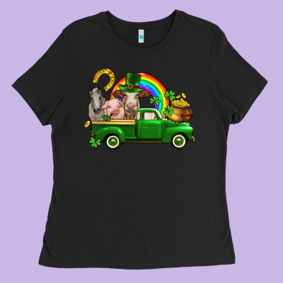 St. Patrick's Day Farm Animals Ladies Tee Designed By Cowgirlartshop