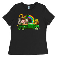 Black St. Patrick's Day farm animals Ladies Tee - CowGirlArtShop
