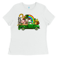 White St. Patrick's Day farm animals Ladies Tee - CowGirlArtShop