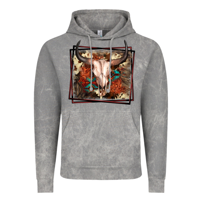 Western Bull Skull Vintage Hoodie by FaDigitalArtStudio | Teevron