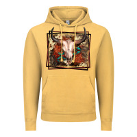 Vintage Mustard Western Bull Skull Vintage Hoodie - FaDigitalArtStudio