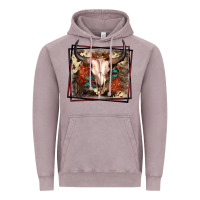Vintage Zinc Western Bull Skull Vintage Hoodie - FaDigitalArtStudio