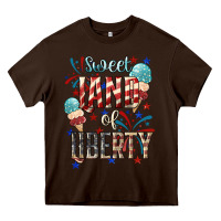 Chocolate Brown Sweet land of liberty 4th of july Heavy Core Tee - HowdyJamesFarm