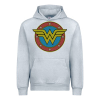 Heather Grey Wonder Woman Vintage Emblem Urban Hoodie - maiPhamDesign