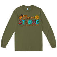 Army Green she is strong Long Sleeve Tee - BundleAndBundleShop