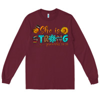 Burgundy she is strong Long Sleeve Tee - BundleAndBundleShop