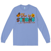 Colony Blue she is strong Long Sleeve Tee - BundleAndBundleShop