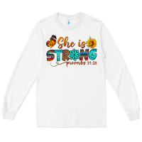 White she is strong Long Sleeve Tee - BundleAndBundleShop