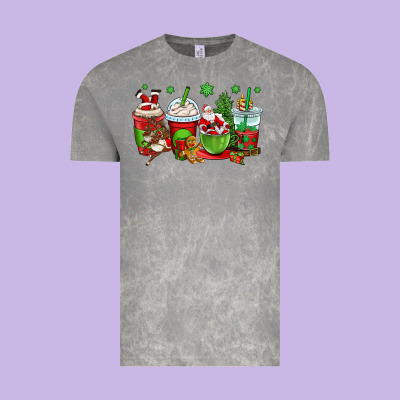 Christmas Santa Claus Coffee Cups Vintage Tee Designed By Oliviacreatesart