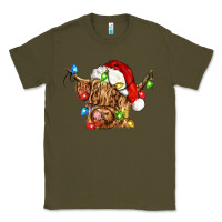 Army Green christmas heifer cow Classic Tee - CowGirlArtShop