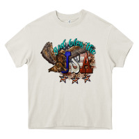 Cream God bless the USA Eagle 4th of july Heavy Core Tee - HowdyJamesFarm
