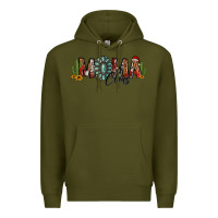 Army Green western christmas mama claus sunflowers and cactus Premium Hoodie - Jasminsmagicworld
