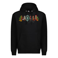 Black western christmas mama claus sunflowers and cactus Premium Hoodie - Jasminsmagicworld