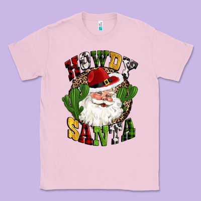 Howdy Santa Western Cactus Christmas Classic Tee Designed By Cowgirlartshop