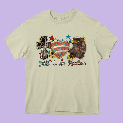 Faith Love Freedom 4th Of July Heavy Core Tee Designed By Howdyjamesfarm