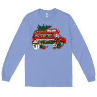 Colony Blue christmas santa claus with retro van Long Sleeve Tee - BundleAndBundleShop