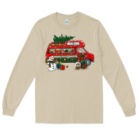 Mushroom christmas santa claus with retro van Long Sleeve Tee - BundleAndBundleShop
