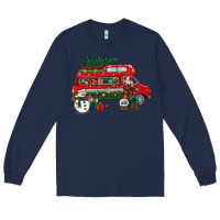 Navy christmas santa claus with retro van Long Sleeve Tee - BundleAndBundleShop