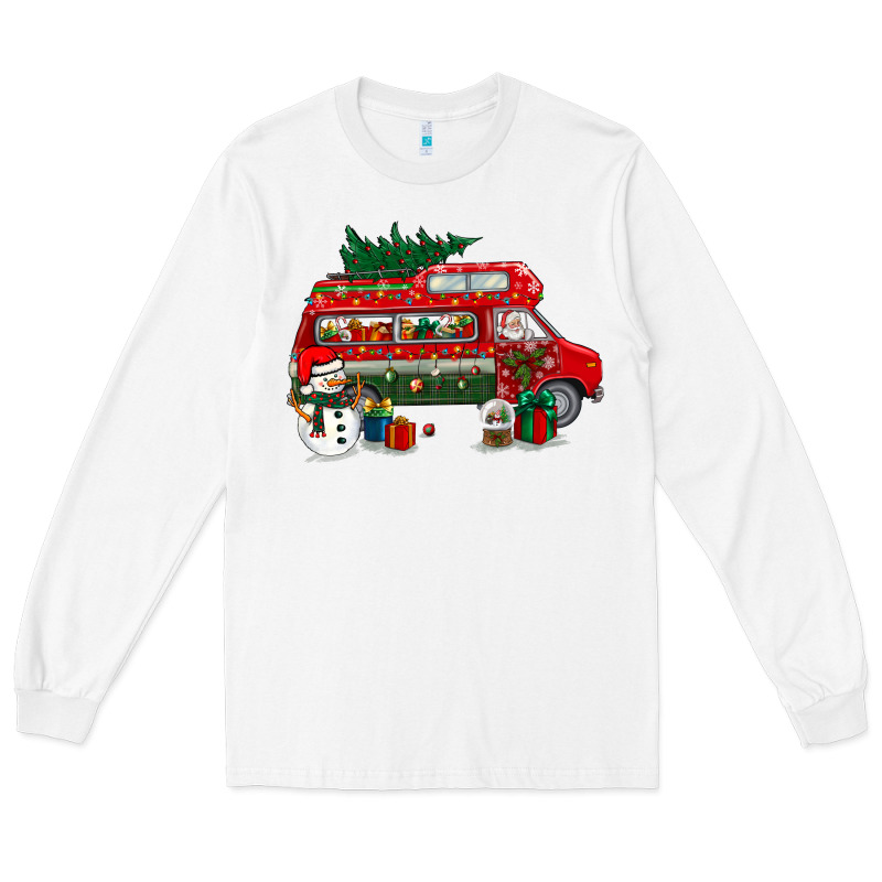 Christmas Santa Claus With Retro Van Long Sleeve Tee by BundleAndBundleShop | Teevron