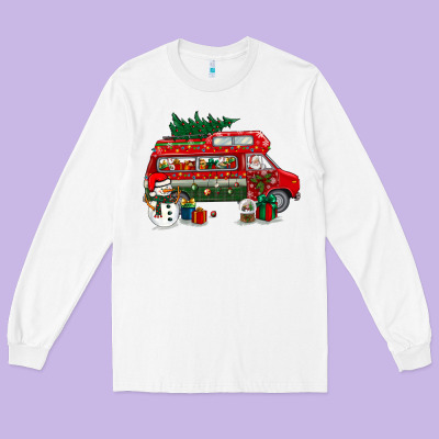 Christmas Santa Claus With Retro Van Long Sleeve Tee Designed By Bundleandbundleshop