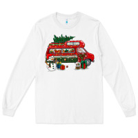 White christmas santa claus with retro van Long Sleeve Tee - BundleAndBundleShop