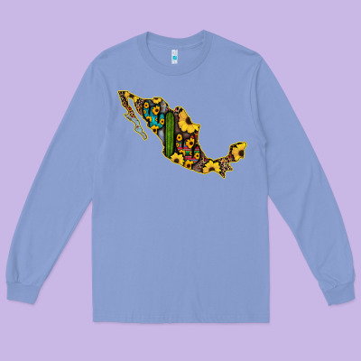 Guerrero Mexico Serape Cactus Sunflower Map Long Sleeve Tee Designed By Ranaportraitstore