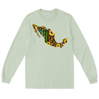 Matcha Guerrero Mexico Serape Cactus Sunflower Map Long Sleeve Tee - RanaPortraitStore
