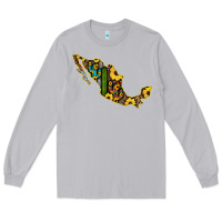 Moon Dust Guerrero Mexico Serape Cactus Sunflower Map Long Sleeve Tee - RanaPortraitStore