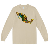 Mushroom Guerrero Mexico Serape Cactus Sunflower Map Long Sleeve Tee - RanaPortraitStore